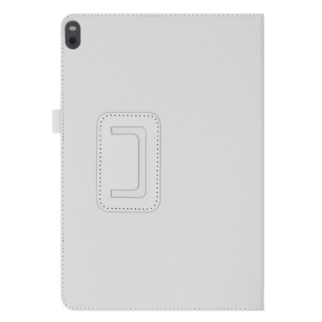 Étui pour tablette Lenovo Tab M10 - Étui en cuir - Motif litchi - Blanc