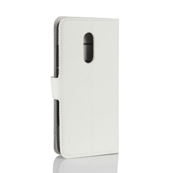 Xiaomi Redmi Note 5 Handy Hülle - Litchi Leder Bookcover Series - weiss
