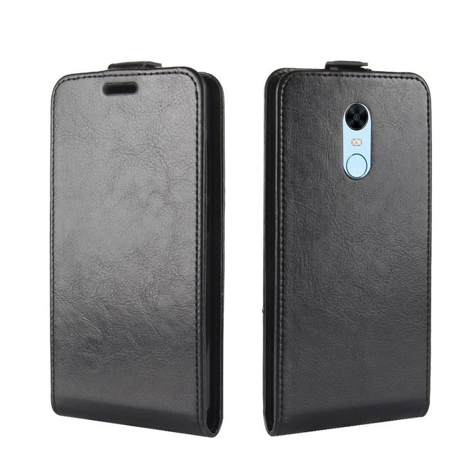 Xiaomi Redmi Note 5 Handyhülle - Crazy Horse Leder Flipcase - vertikal - schwarz