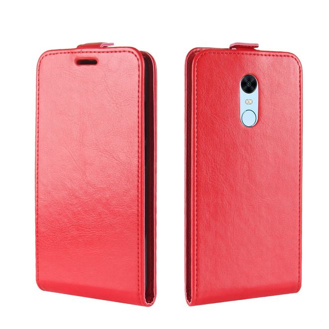 Xiaomi Redmi Note 5 Handyhülle - Crazy Horse Leder Flipcase - vertikal - rot