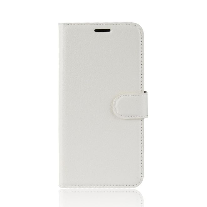 Xiaomi Redmi 8 Handy Hülle - Litchi Leder Bookcover Series - weiss
