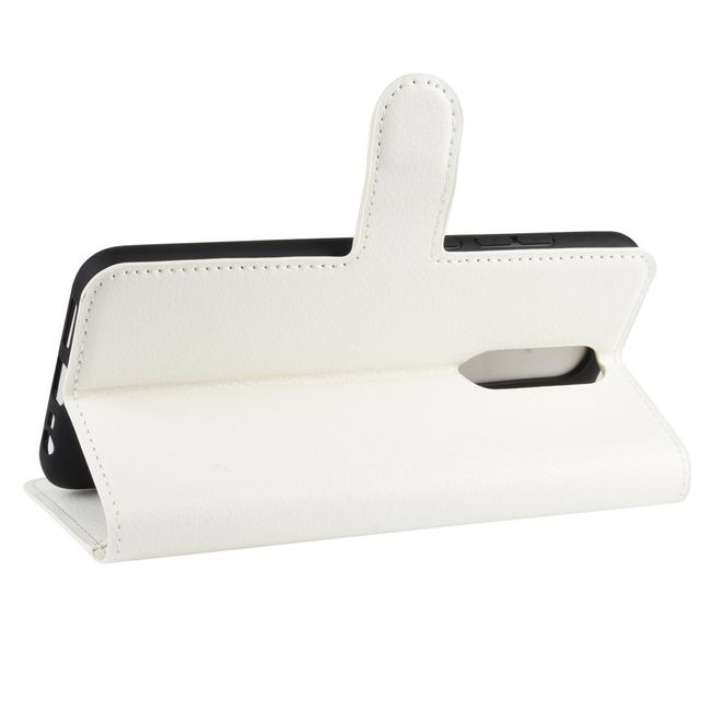 Xiaomi Redmi 8 Handy Hülle - Litchi Leder Bookcover Series - weiss