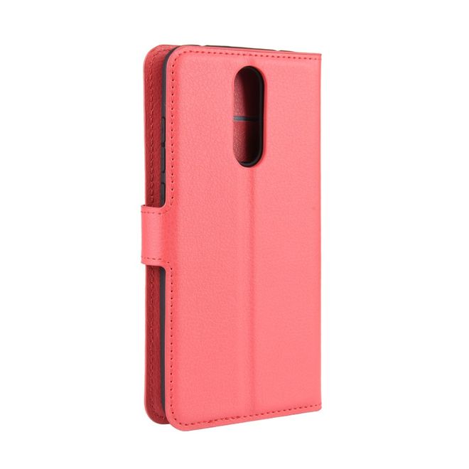Xiaomi Redmi 8 Handy Hülle - Litchi Leder Bookcover Series - rot