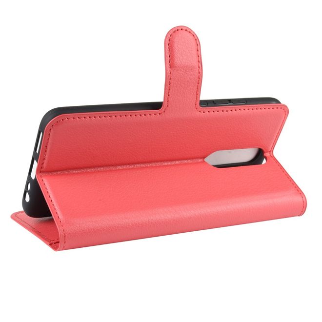 Xiaomi Redmi 8 Handy Hülle - Litchi Leder Bookcover Series - rot
