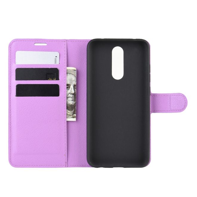 Xiaomi Redmi 8 Handy Hülle - Litchi Leder Bookcover Series - purpur