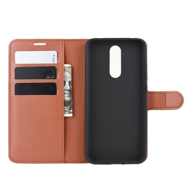 Xiaomi Redmi 8 Handy Hülle - Litchi Leder Bookcover Series - braun