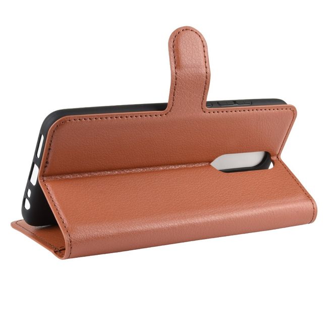 Xiaomi Redmi 8 Handy Hülle - Litchi Leder Bookcover Series - braun