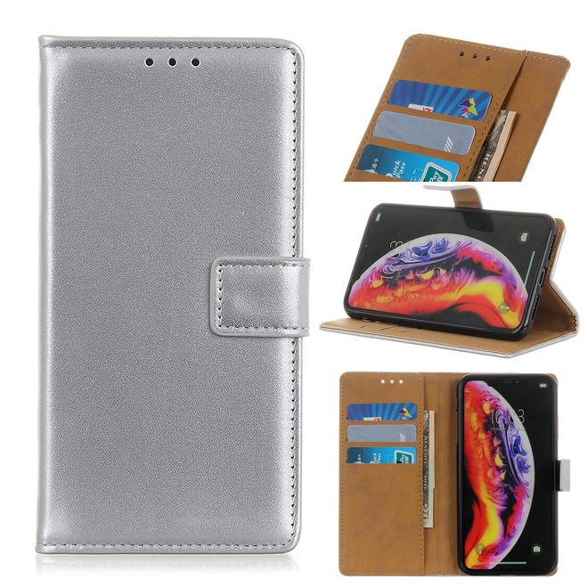 Samsung Galaxy A10 Handy Hülle - Classic II Leder Bookcover Series - silber