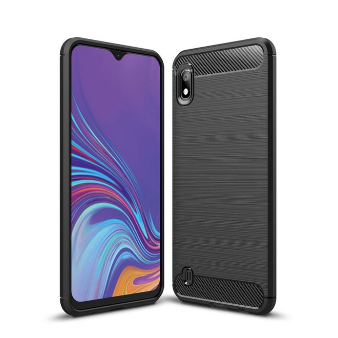 Samsung Galaxy A10 Handyhülle - Carbon Fiber TPU Softcase Series - schwarz