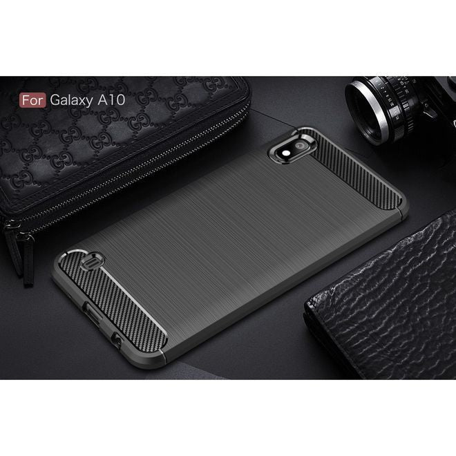 Samsung Galaxy A10 Handyhülle - Carbon Fiber TPU Softcase Series - schwarz