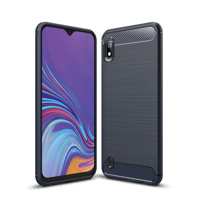 Samsung Galaxy A10 Handyhülle - Carbon Fiber TPU Softcase Series - blau