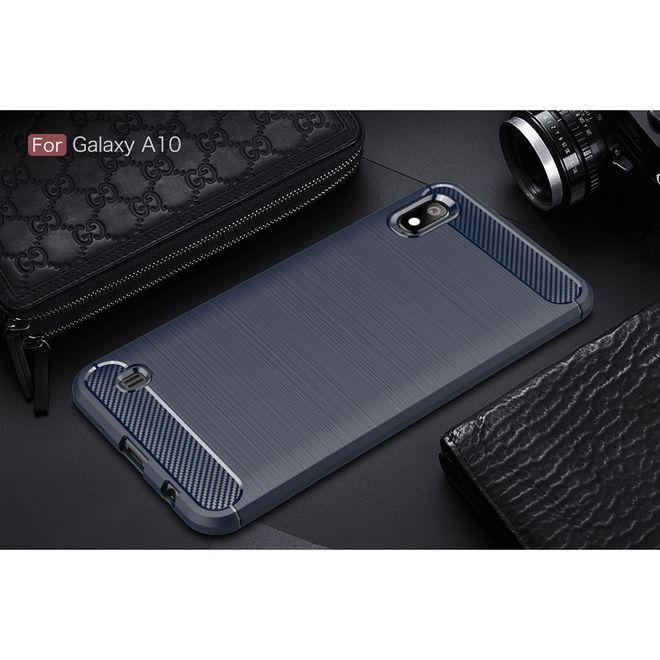 Samsung Galaxy A10 Handyhülle - Carbon Fiber TPU Softcase Series - blau