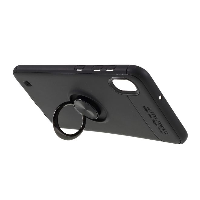 Samsung Galaxy A10 Hülle - Softcase mit Fingergriff Halterung - Kickstand Series - schwarz