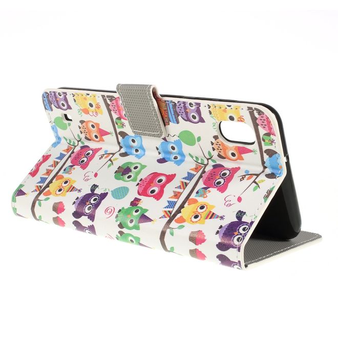 Samsung Galaxy A10 Handy Hülle - Leder Bookcover Image Series - viele kleine Eulen