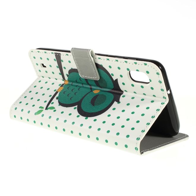 Samsung Galaxy A10 Handy Hülle - Leder Bookcover Image Series - grüne Eule