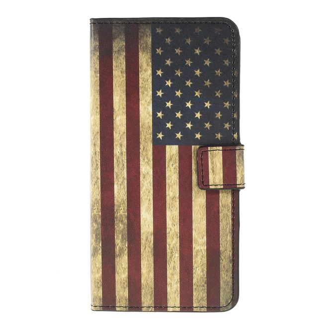 Samsung Galaxy A10 Handy Hülle - Leder Bookcover Image Series - Retro USA Flagge