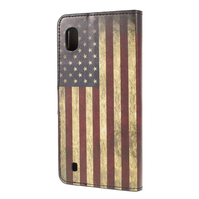 Samsung Galaxy A10 Handy Hülle - Leder Bookcover Image Series - Retro USA Flagge