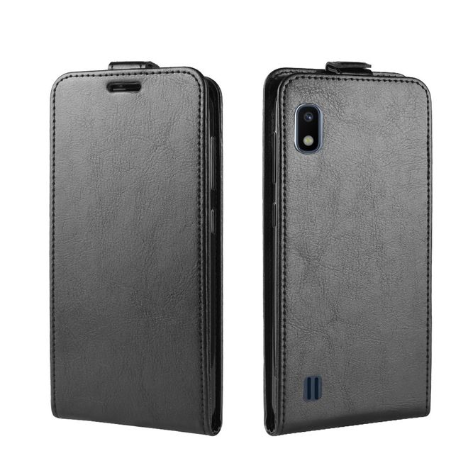 Samsung Galaxy A10 Handyhülle - Crazy Horse Leder Flipcase - vertikal - schwarz