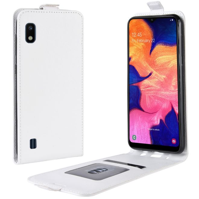 Samsung Galaxy A10 Handyhülle - Crazy Horse Leder Flipcase - vertikal - weiss