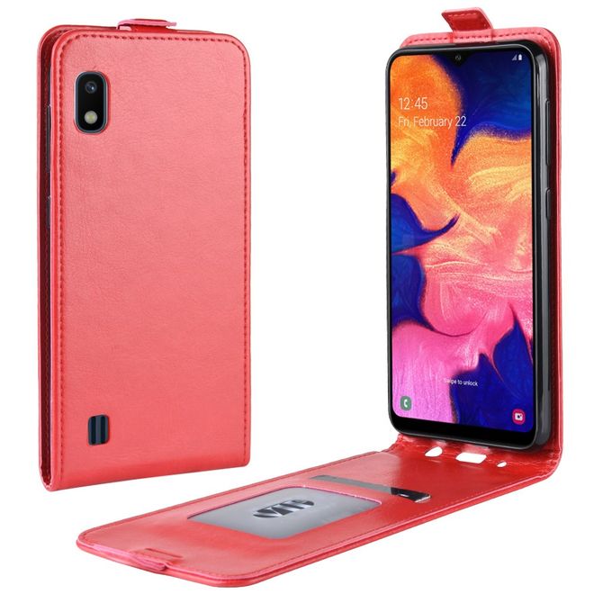 Samsung Galaxy A10 Handyhülle - Crazy Horse Leder Flipcase - vertikal - rot