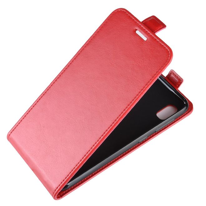 Samsung Galaxy A10 Handyhülle - Crazy Horse Leder Flipcase - vertikal - rot