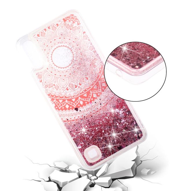 Samsung Galaxy A10 Hülle - Flüssigglitter Plastik Case - Mandala