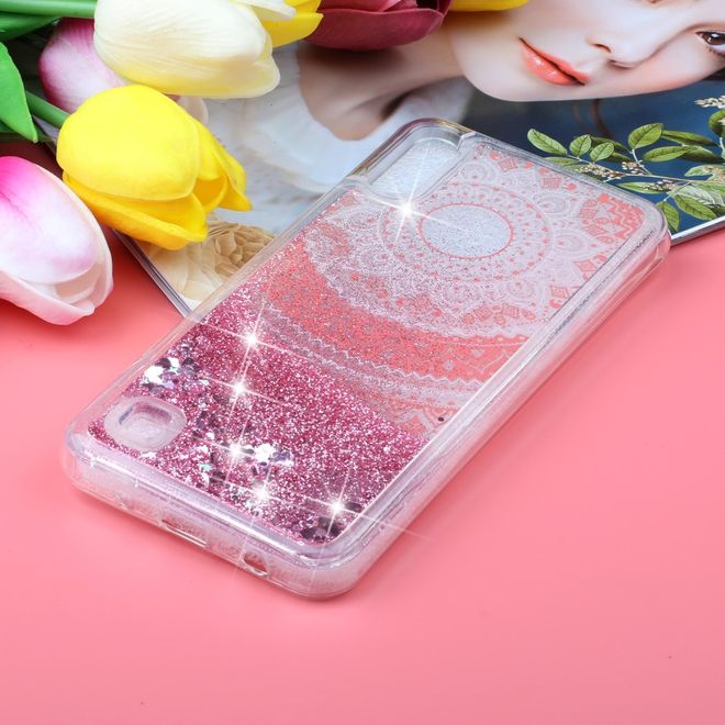 Samsung Galaxy A10 Hülle - Flüssigglitter Plastik Case - Mandala