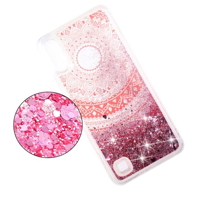 Samsung Galaxy A10 Hülle - Flüssigglitter Plastik Case - Mandala