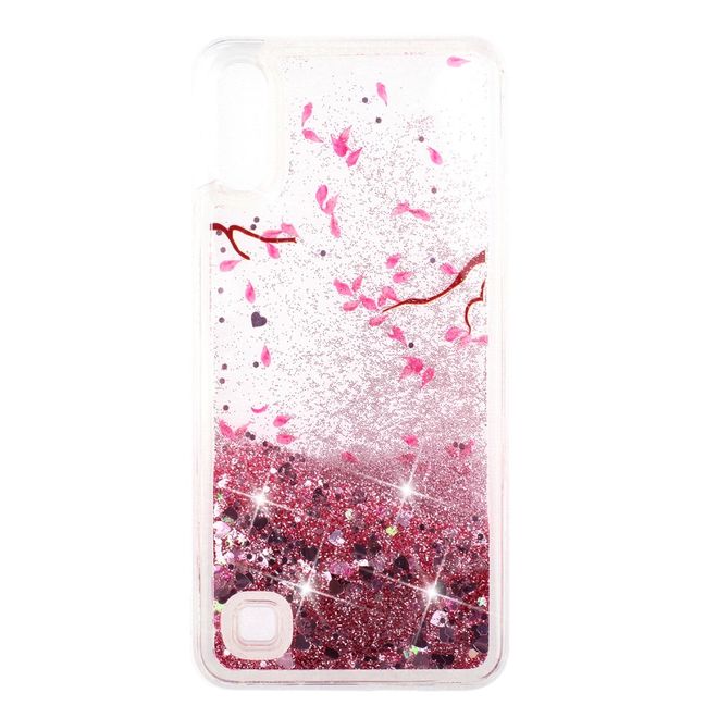Samsung Galaxy A10 Hülle - Flüssigglitter Plastik Case - Blüten