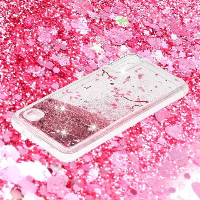 Samsung Galaxy A10 Hülle - Flüssigglitter Plastik Case - Blüten