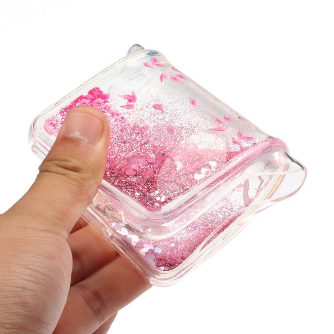 Samsung Galaxy A10 Hülle - Flüssigglitter Plastik Case - Blüten