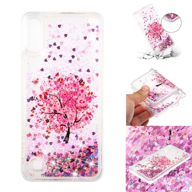 Samsung Galaxy A10 Hülle - Flüssigglitter Plastik Case - Blumenbaum