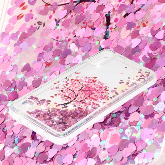 Samsung Galaxy A10 Hülle - Flüssigglitter Plastik Case - Blumenbaum