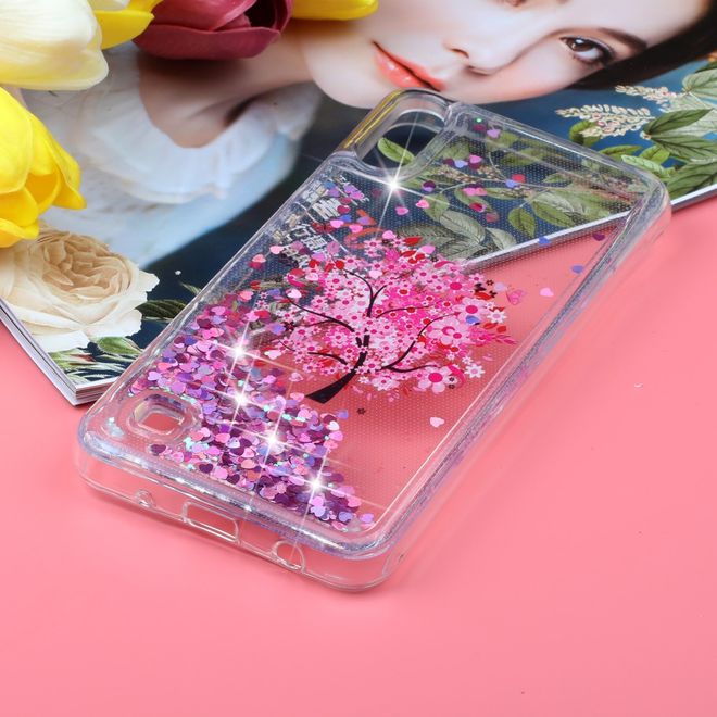 Samsung Galaxy A10 Hülle - Flüssigglitter Plastik Case - Blumenbaum