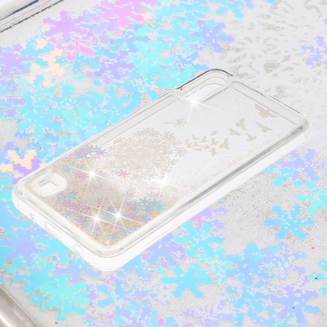 Samsung Galaxy A10 Hülle - Flüssigglitter Plastik Case - Löwenzahn