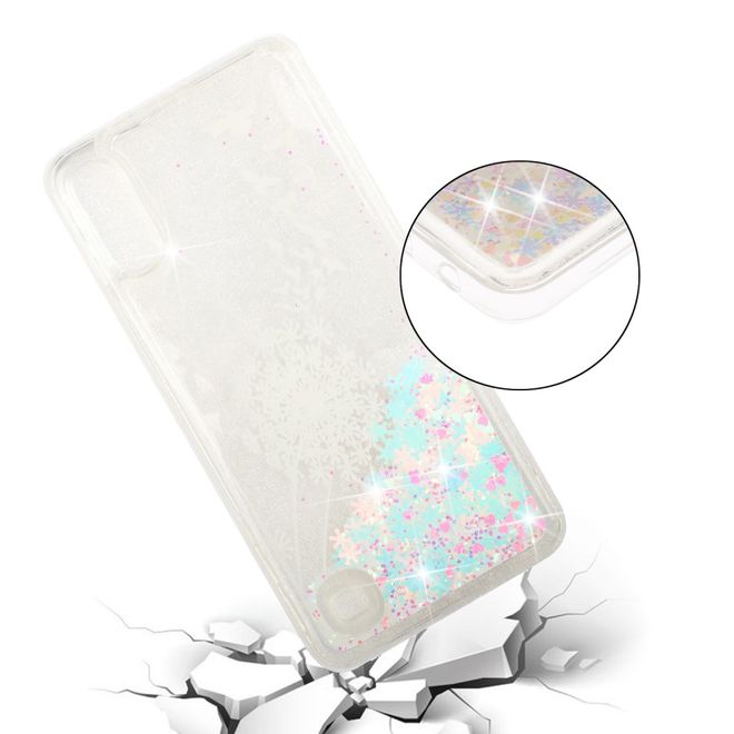Samsung Galaxy A10 Hülle - Flüssigglitter Plastik Case - Löwenzahn