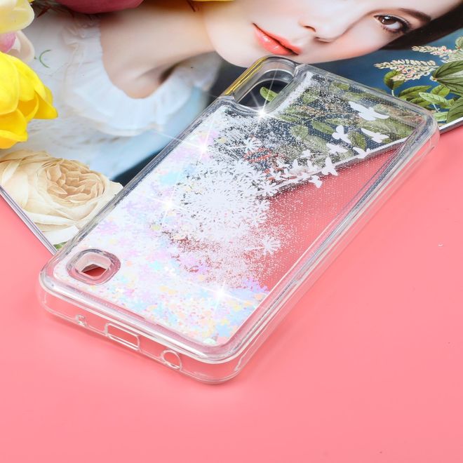 Samsung Galaxy A10 Hülle - Flüssigglitter Plastik Case - Löwenzahn