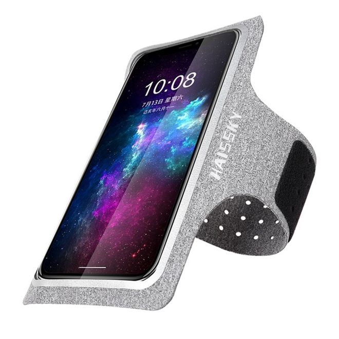 Universal - Sport Armband für Smartphones bis 6.5" - mit Verschlusskappe - grau