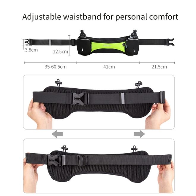 Universelle Sport Bauchtasche inkl. zwei Trinkflaschen - für Handys bis 6.5 Zoll - schwarz