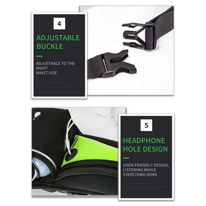 Universelle Sport Bauchtasche inkl. zwei Trinkflaschen - für Handys bis 6.5 Zoll - schwarz