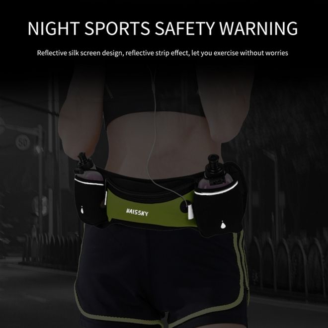 Universelle Sport Bauchtasche inkl. zwei Trinkflaschen - für Handys bis 6.5 Zoll - schwarz