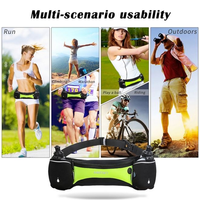 Universelle Sport Bauchtasche inkl. zwei Trinkflaschen - für Handys bis 6.5 Zoll - pink