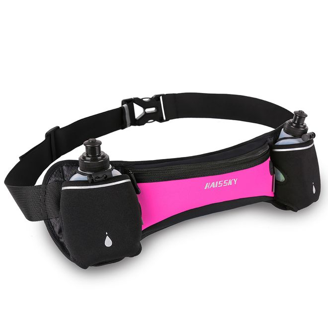 Universelle Sport Bauchtasche inkl. zwei Trinkflaschen - für Handys bis 6.5 Zoll - pink