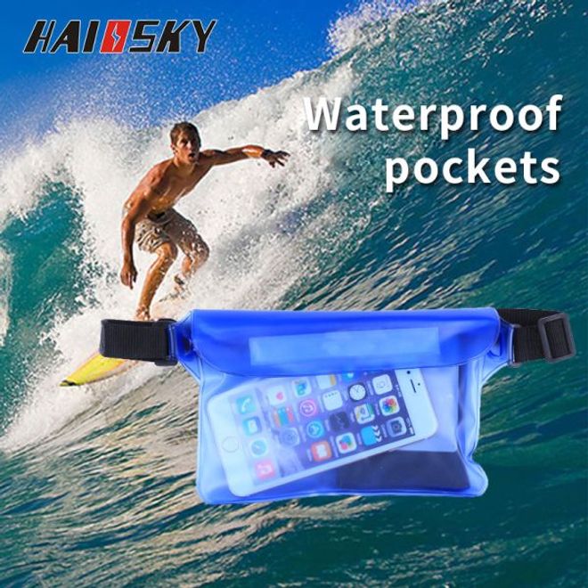 Universelle Wasserdichte Bauchtasche für Handys bis 7 Zoll - blau