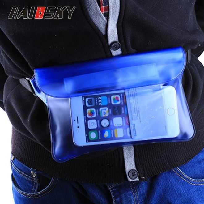 Universelle Wasserdichte Bauchtasche für Handys bis 7 Zoll - blau