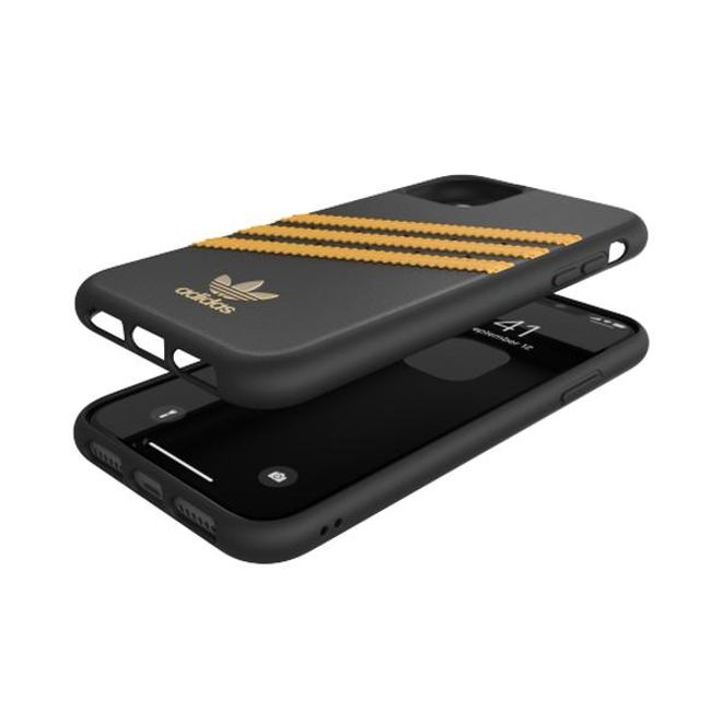Adidas - iPhone 11 Hülle - Hardcase mit Kunstleder Oberfläche - Moulded - schwarz/gelb
