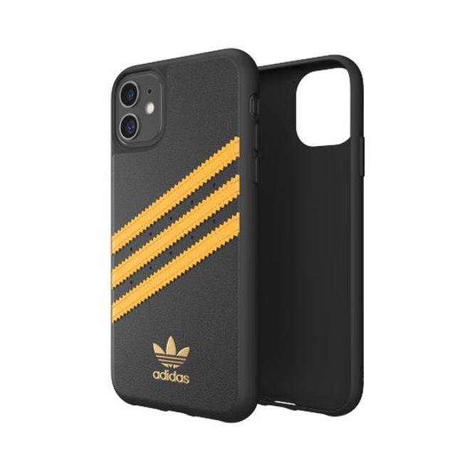 Adidas - iPhone 11 Hülle - Hardcase mit Kunstleder Oberfläche - Moulded - schwarz/gelb