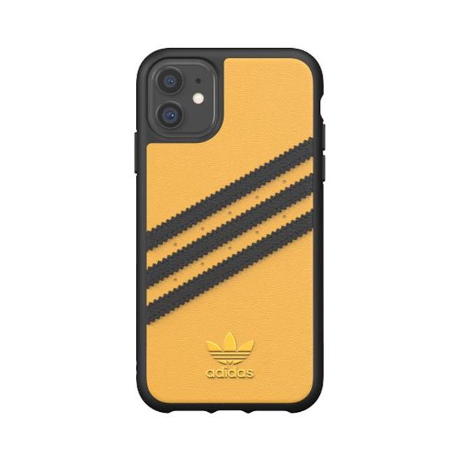 Adidas - iPhone 11 Hülle - Hardcase mit Kunstleder Oberfläche - Moulded - gelb/schwarz