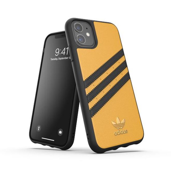Adidas - iPhone 11 Hülle - Hardcase mit Kunstleder Oberfläche - Moulded - gelb/schwarz