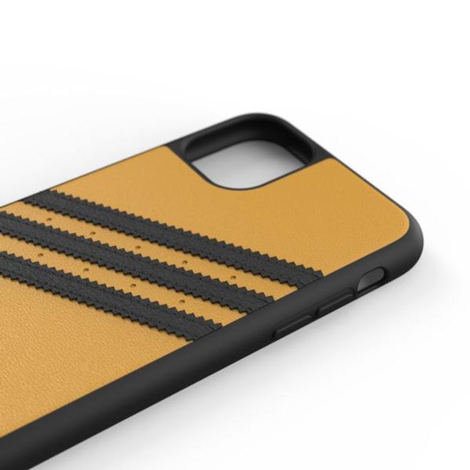 Adidas - iPhone 11 Hülle - Hardcase mit Kunstleder Oberfläche - Moulded - gelb/schwarz
